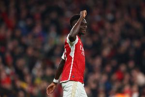 英超球员唯一，萨卡2024年通过带球突破打进5球并助攻6次