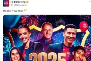 巴萨准点发布新年祝福，球迷开喷：奥尔莫呢？现在还发这些？